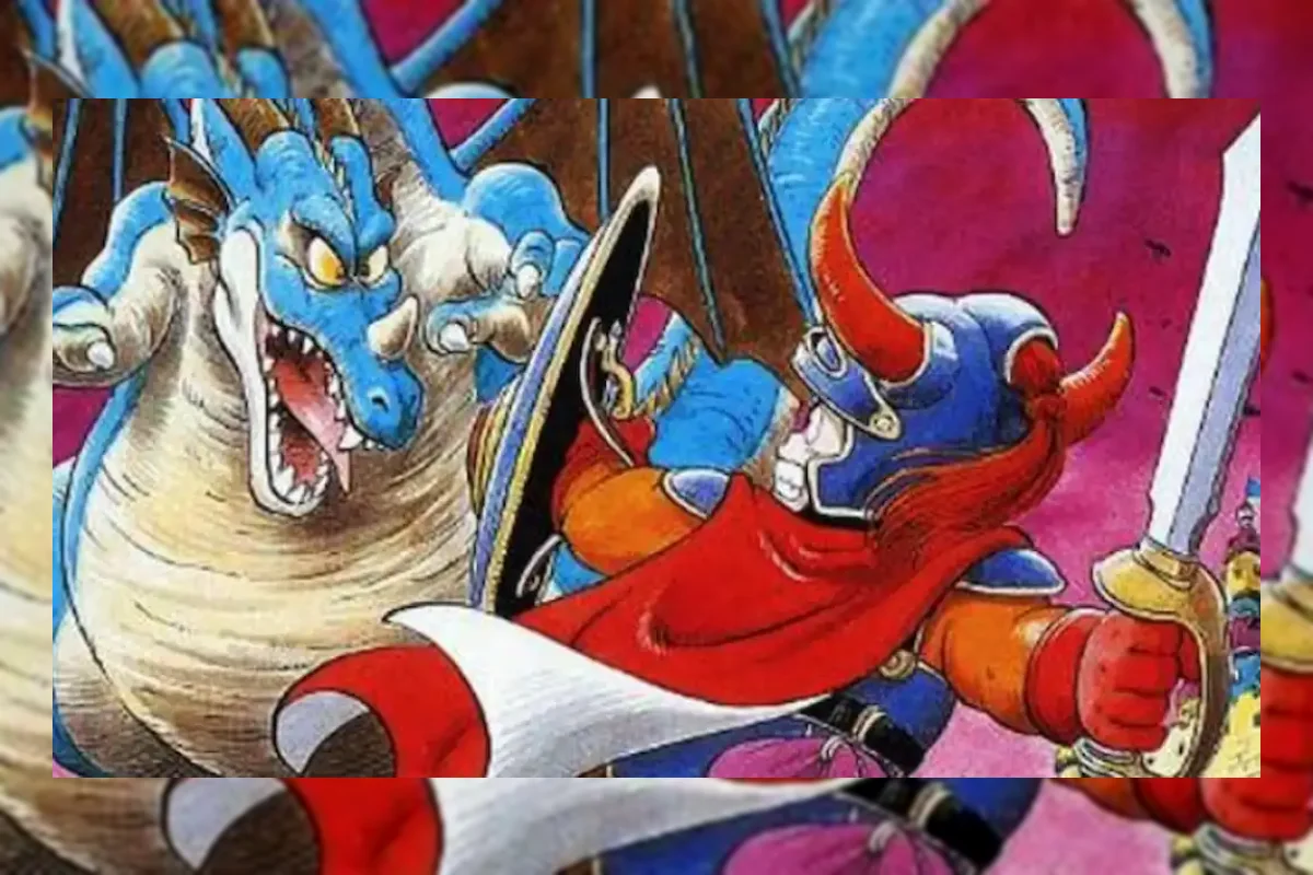 Ilustrasi seni karakter dan logo perayaan waralaba Dragon Quest