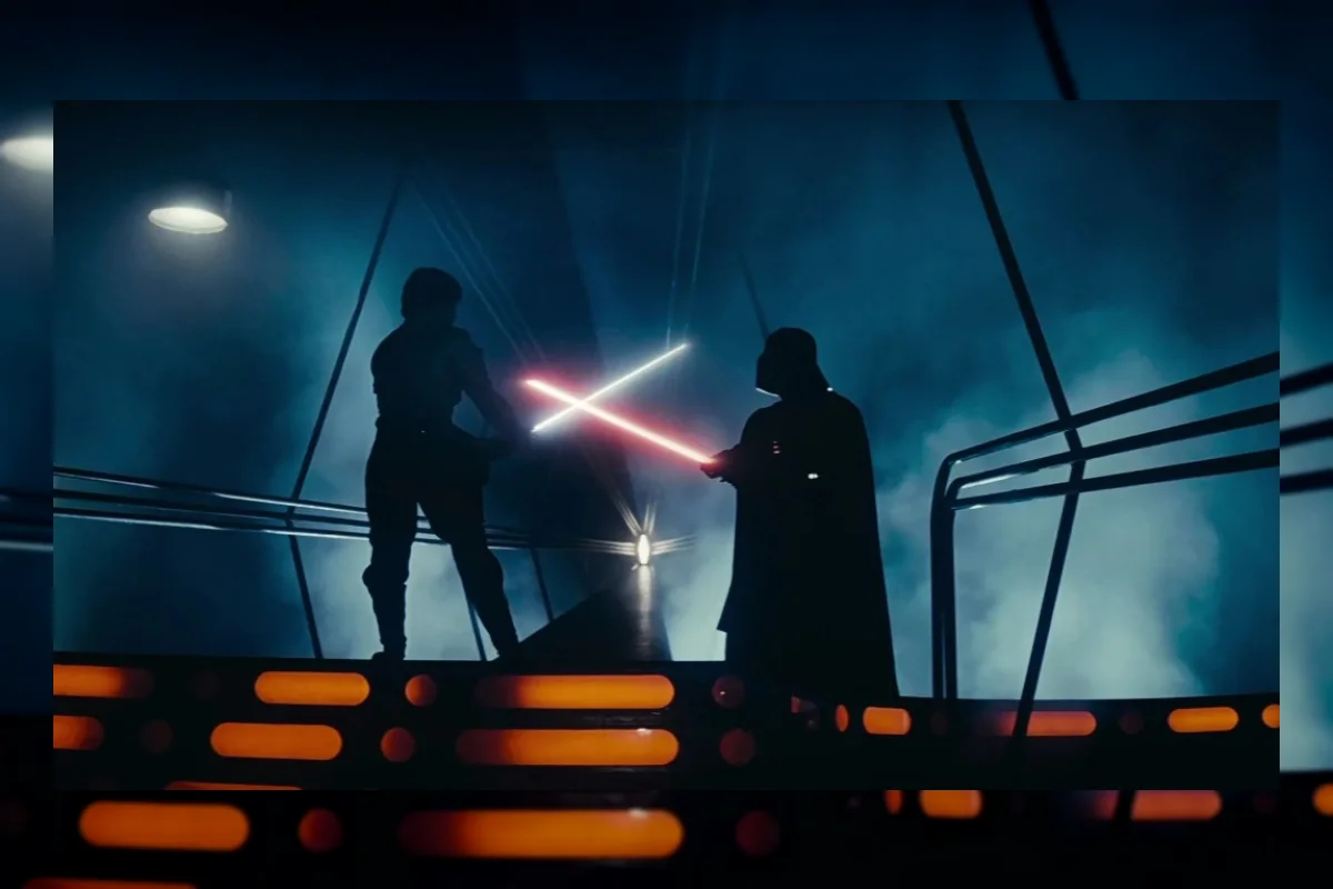 Ilustrasi adegan ikonik Darth Vader dalam film Star Wars