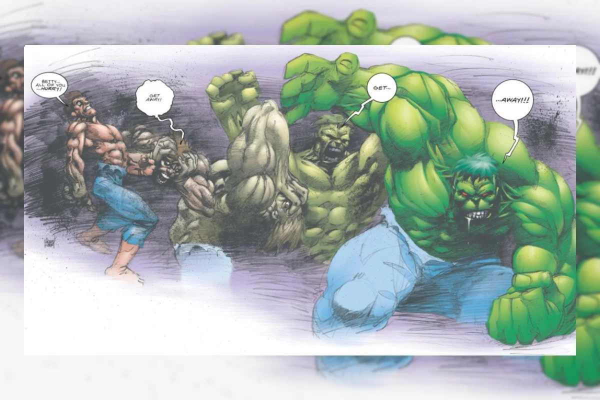 Ilustrasi karakter Hulk dalam komik Marvel