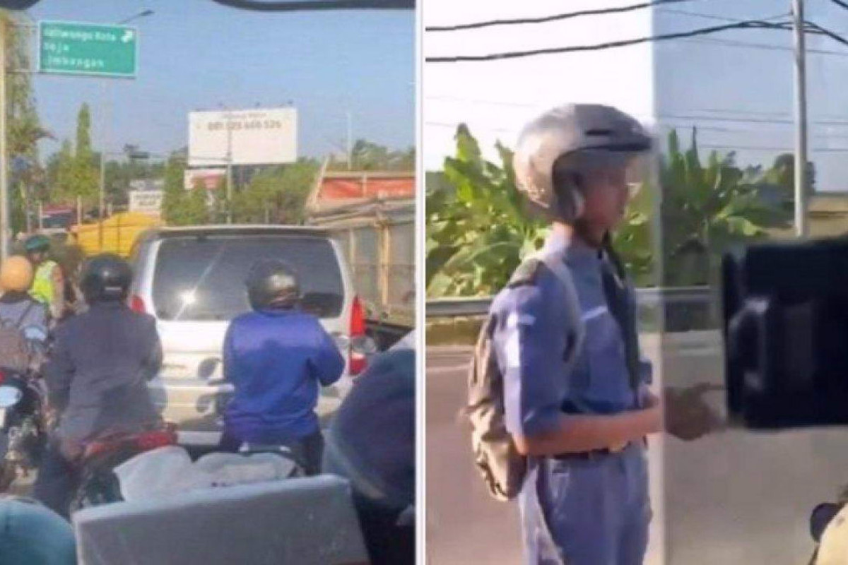 Ngak Setia Kawan? Pelajar Tanpa Helm Masuk Bus Demi Hindari Polisi, Temanya Kena Tilang Polisi